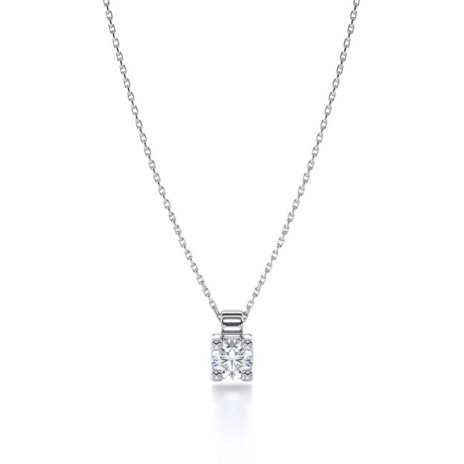 Μονόπετρο Κολιέ με Διαμάντι 0.31ct από Λευκό Χρυσό Κ18