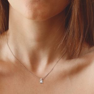 Μονόπετρο Κολιέ με Διαμάντι 0.31ct από Λευκό Χρυσό Κ18