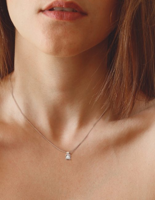 Μονόπετρο Κολιέ με Διαμάντι 0.31ct από Λευκό Χρυσό Κ18