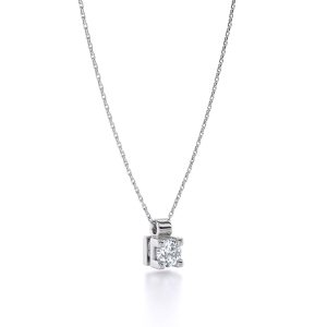 Μονόπετρο Κολιέ με Διαμάντι 0.31ct από Λευκό Χρυσό Κ18