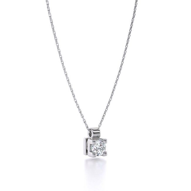 Μονόπετρο Κολιέ με Διαμάντι 0.31ct από Λευκό Χρυσό Κ18