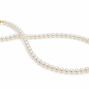 Biwa Pearl Necklace 6-6.5mm with 14K Yellow Gold Clasp