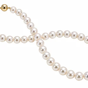 Biwa Pearl Necklace 9-10mm with 14K Yellow Gold Clasp