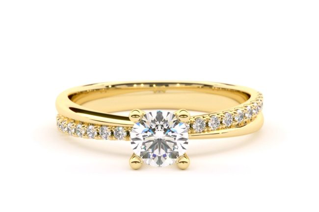 Michelle Μονόπετρο Δαχτυλίδι με 1,05ct Lab-Grown Διαμάντι και Πέτρες στο Πλάι από Κ18 Κίτρινο Χρυσό