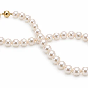 Biwa Pearl Necklace 10-11mm with 14K Yellow Gold Clasp