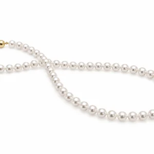 Biwa Pearl Necklace 7-7.5mm with 14K Yellow Gold Clasp