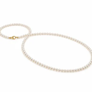Biwa Pearl Necklace 3.5-4mm with 14K Yellow Gold Clasp
