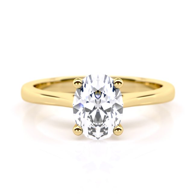 Σελήνη Μονόπετρο Δαχτυλίδι Αρραβώνων με 2.04ct Oval Lab-Grown Διαμάντι από Κίτρινο Χρυσό Κ18