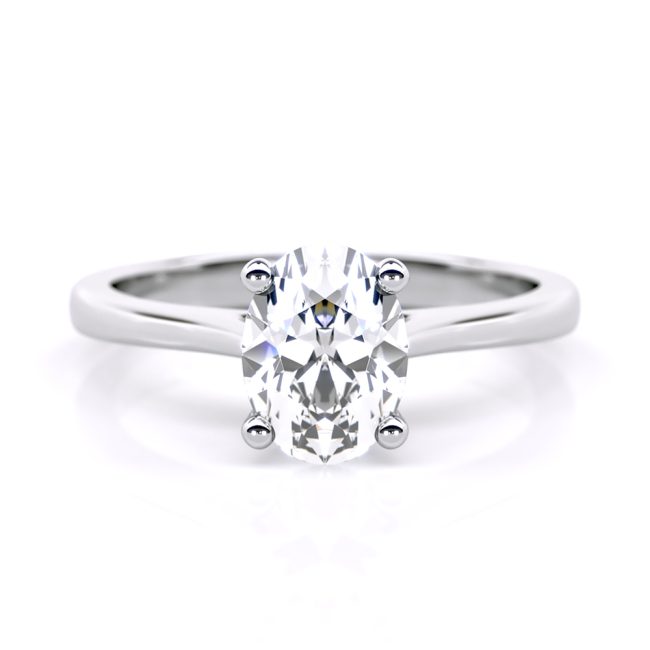 Σελήνη Μονόπετρο Δαχτυλίδι Αρραβώνων με 1.02ct Oval Lab-Grown Διαμάντι από Λευκό Χρυσό Κ18