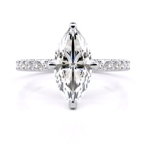 Tara Engagement Ring with Accent Stones and Lab-Grown Marquise Diamond in 18K White Gold