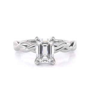 Ione Twisted Solitaire Engagement Ring With 0.31-Carat Emerald Shape Pink Colored Lab Grown Diamond