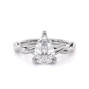 Ione Twisted Solitaire Engagement Ring With 3.39-Carat Pear Shape Pink Colored Natural Diamond