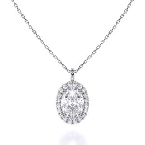 Halo Diamond Pendant With 0.34-Carat Oval Shape Lab Grown Diamond