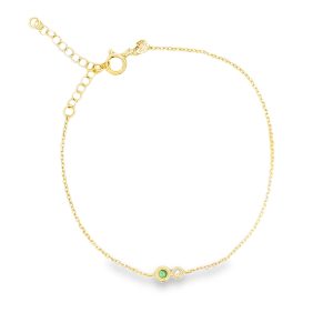 Emerald and diamond drop bracelet in 14k gold
