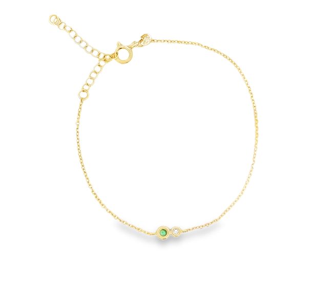 Emerald and Diamond Drop Bracelet in 14K Gold