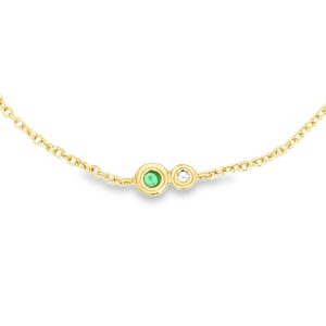 Emerald and Diamond Drop Bracelet in 14K Gold