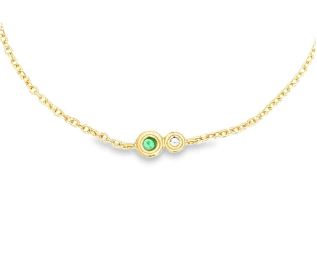 Emerald and Diamond Drop Bracelet in 14K Gold