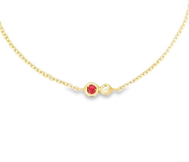 Ruby and Diamond Drop Bracelet in 14K Gold