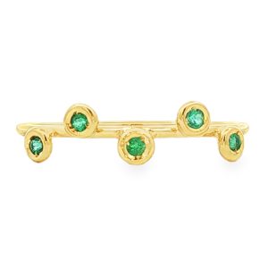 Bezel-set emerald band in 14k yellow gold