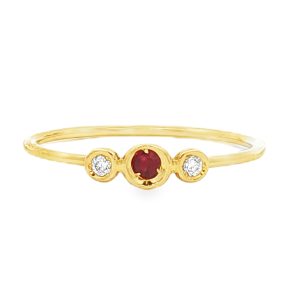 Ruby and Diamond Trio Ring in 14K Gold