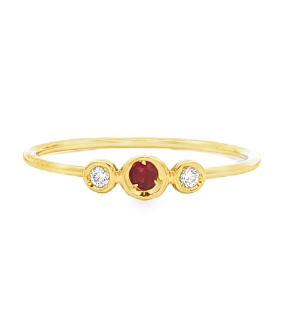 Ruby and Diamond Trio Ring in 14K Gold