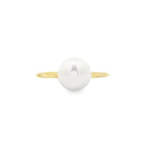 Minimal δαχτυλίδι με μαργαριτάρι Biwa σε χρυσό 14k κίτρινο