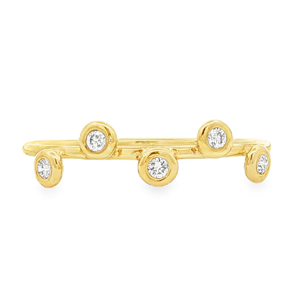Bezel-set diamond band in 14k yellow gold