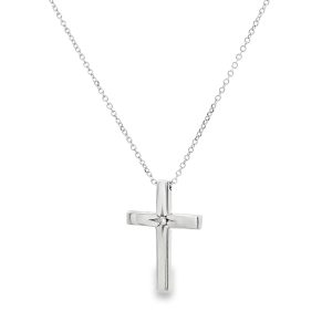 Diamond cross pendant in 14k white gold