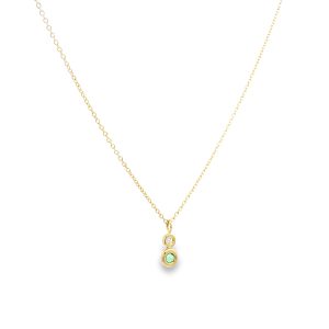 Emerald and Diamond Drop Necklace in 14K Gold Ekan