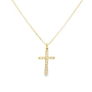 Cross Pendant with Diamonds in 14K Gold