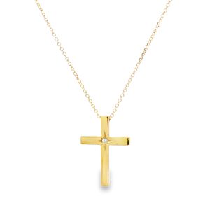Diamond cross pendant in 14k yellow gold