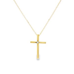 Cross Pendant with Diamond in 14K Gold