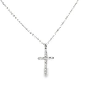 Diamond cross necklace in 14k white gold