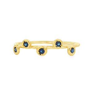 Δαχτυλίδι με ζαφείρια δεσίματος bezel σε χρυσό 14k κίτρινο