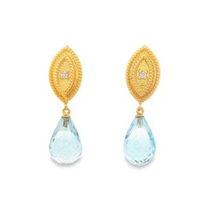 Eye Earrings with Blue Topaz in 18K Gold
