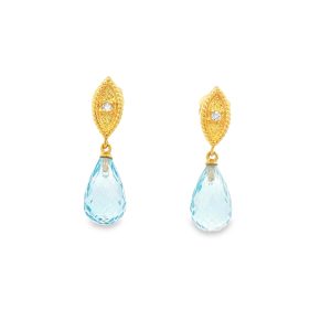 Eye Earrings with Blue Topaz and Diamond in 18K Gold