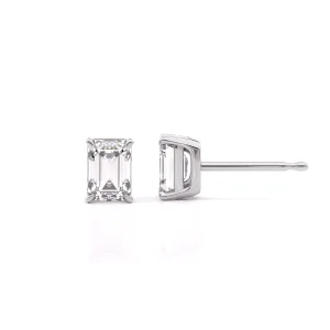 Σκουλαρίκια με Emerald-Cut Lab-Grown Διαμάντια 0.40tcw από Κ18 Λευκό Χρυσό