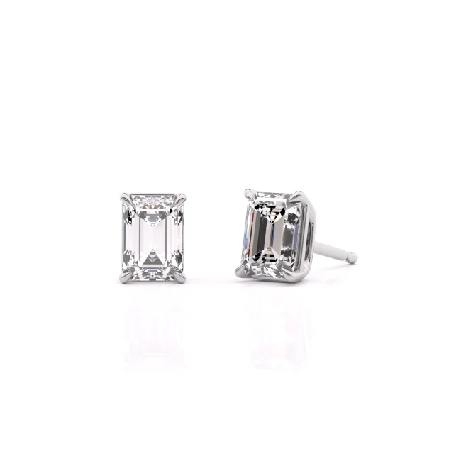 Σκουλαρίκια με Emerald-Cut Lab-Grown Διαμάντια 0.40tcw από Κ18 Λευκό Χρυσό