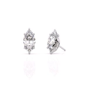 Stud Earrings with Lab-Grown Marquise Diamonds in 18K White Gold