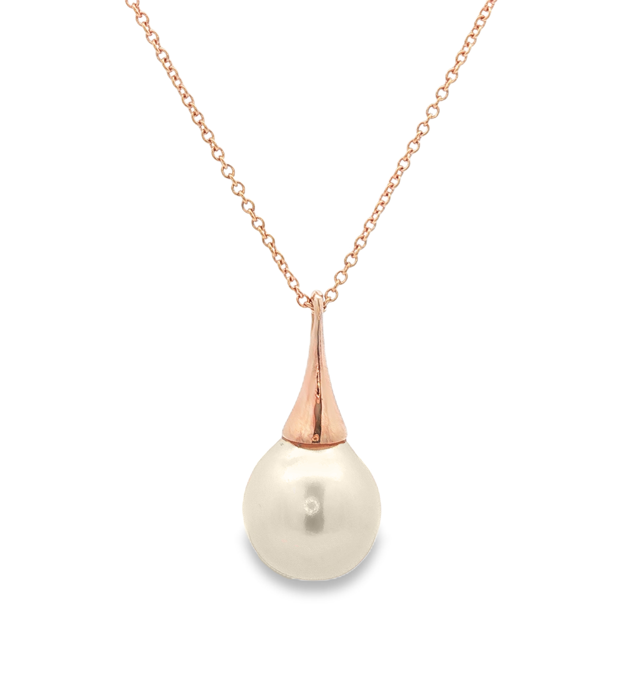Pearl drop necklace in 18k rose gold