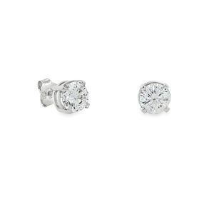 Stud Earrings with Lab-Grown Round Diamonds in 18K White Gold
