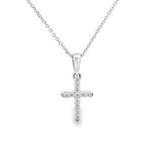 Diamond cross pendant in 18k white gold