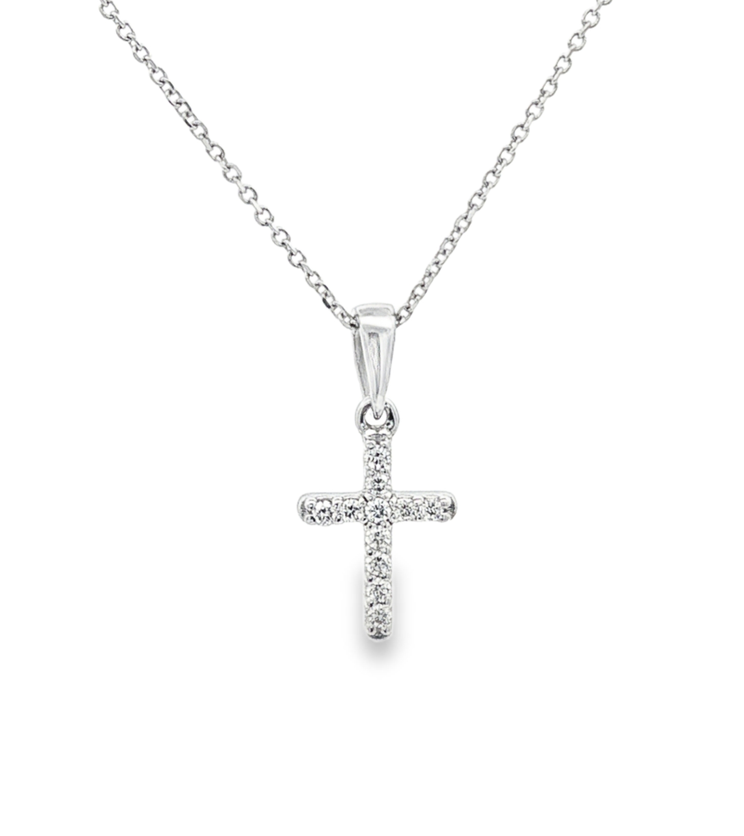 Diamond cross pendant in 18k white gold