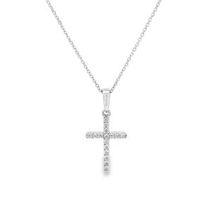 Diamond Cross Pendant in 18k White Gold