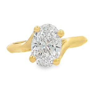Oval Swirl Engagement Ring with Lab-Grown Diamond in 18K Yellow Gold