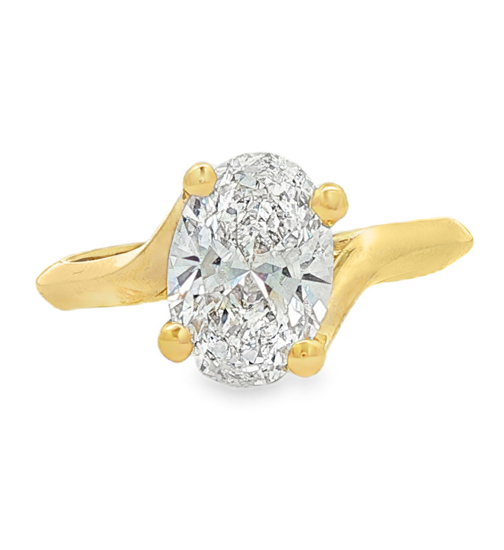 Oval Swirl Engagement Ring with Lab-Grown Diamond in 18K Yellow Gold