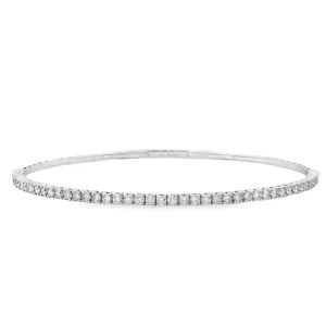 Βραχιόλι Tennis Bangle με Διαμάντια από K18 Λευκό Χρυσό