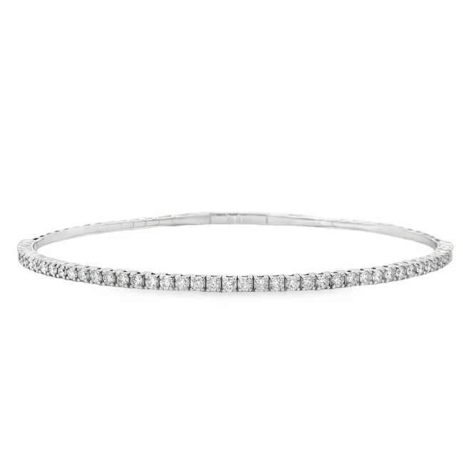 Βραχιόλι Tennis Bangle με Διαμάντια από K18 Λευκό Χρυσό