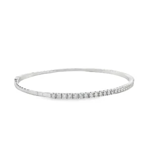 Βραχιόλι Tennis Bangle με Διαμάντια από K18 Λευκό Χρυσό