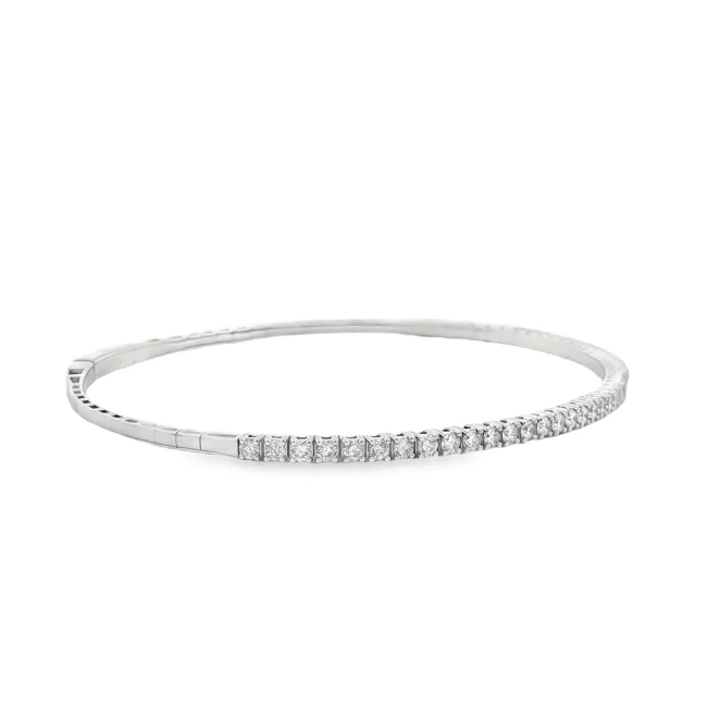 Βραχιόλι Tennis Bangle με Διαμάντια από K18 Λευκό Χρυσό